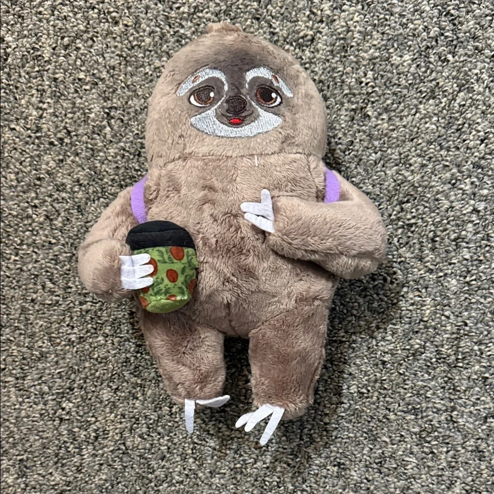 NWOT Sloth Wants Coffee Plush Toy with Coffee Cup and Backpack